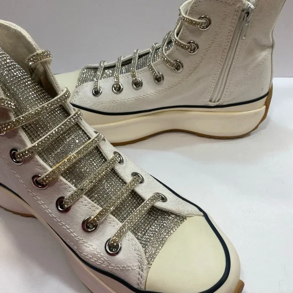 Steve Madden Womens Berker White Rhinestone Platform High Top Sneakers Size 9M - Picture 5 of 8